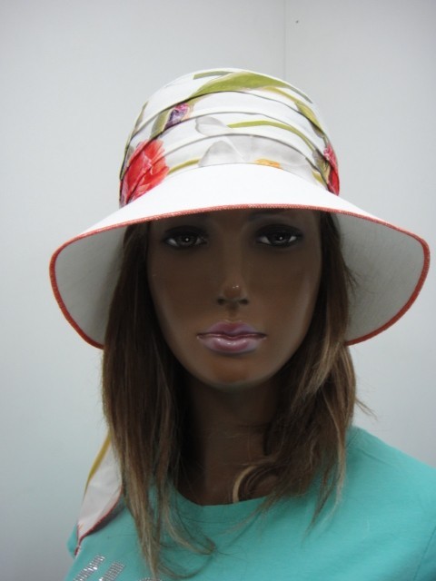  Шляпа лён цветы