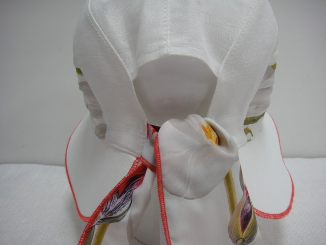  Шляпа лён цветы