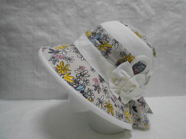  Шляпа лён цветы