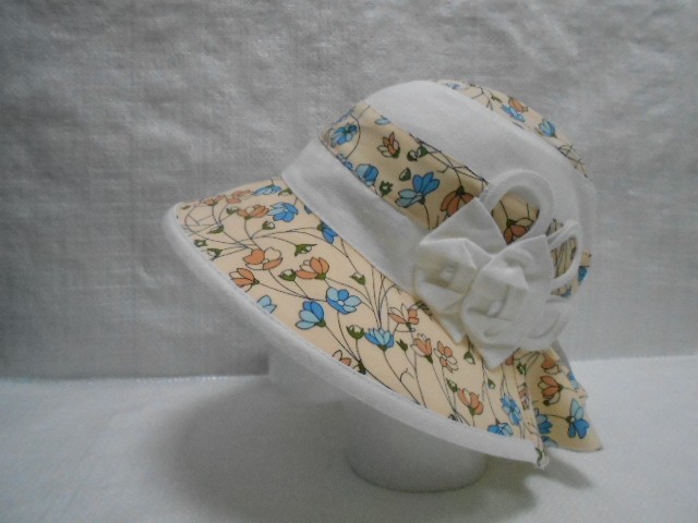  Шляпа лён цветы