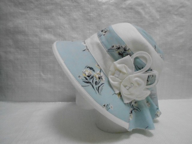  Шляпа лён цветы