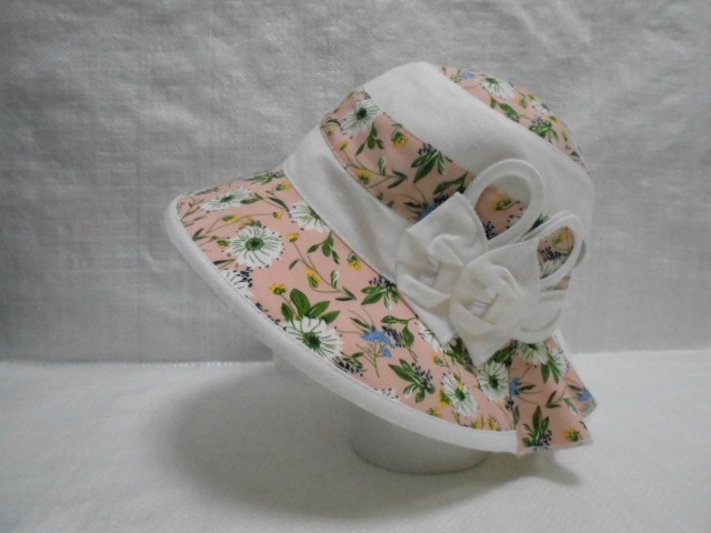  Шляпа лён цветы