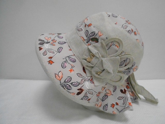  Шляпа лён цветы