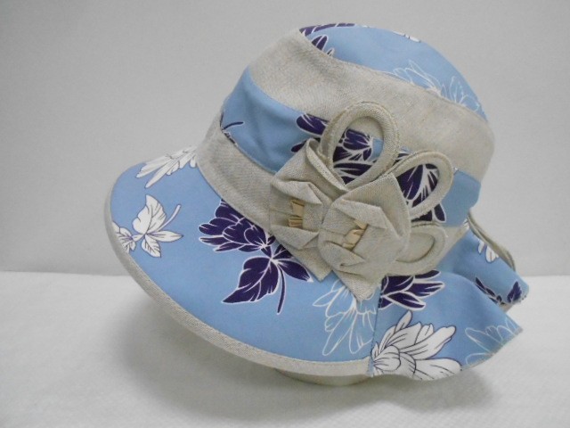  Шляпа лён цветы