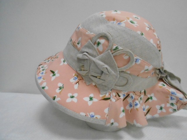  Шляпа лён цветы