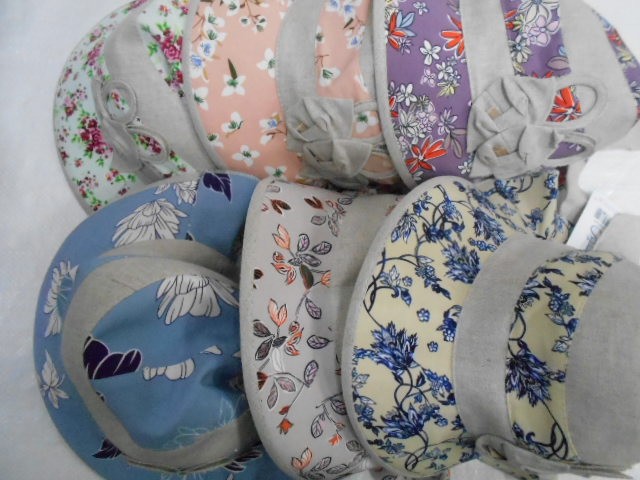  Шляпа лён цветы