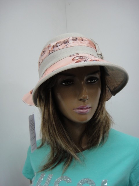  Шляпа лён цветы