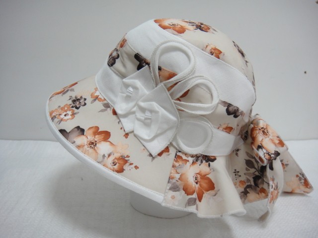  Шляпа лён цветы