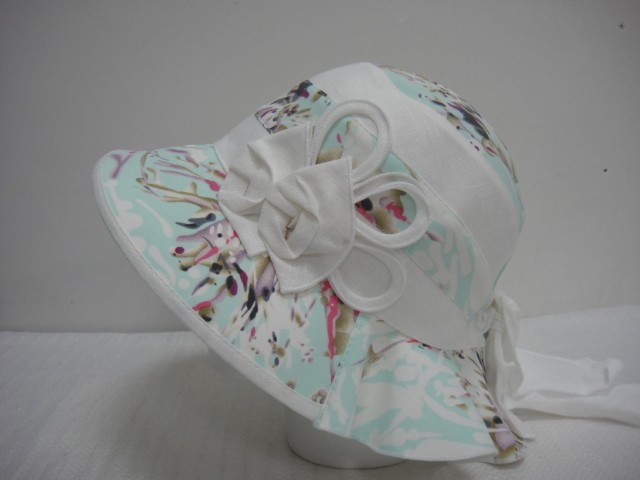  Шляпа лён цветы