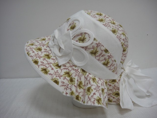  Шляпа лён цветы