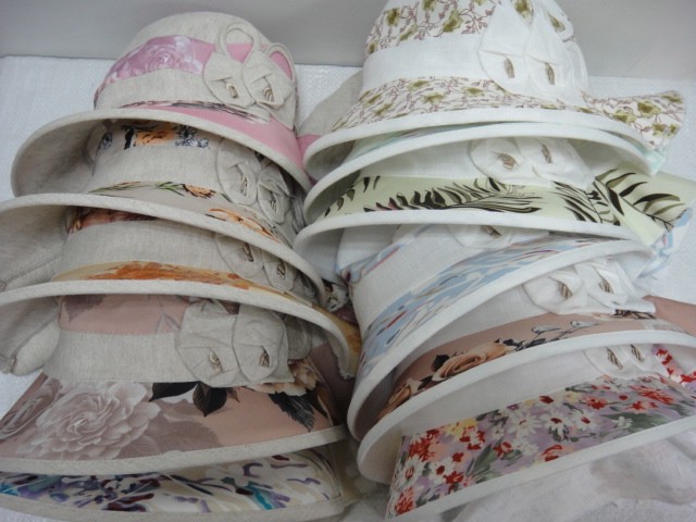  Шляпа лён цветы