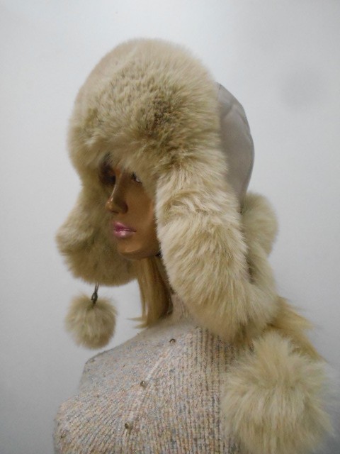  Кожа+песец ушанка 