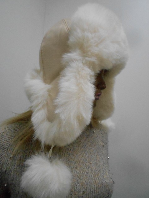  Кожа+песец ушанка 