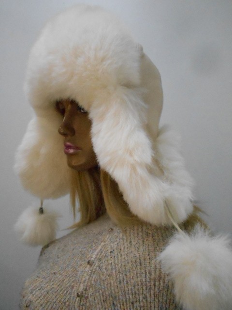  Кожа+песец ушанка 