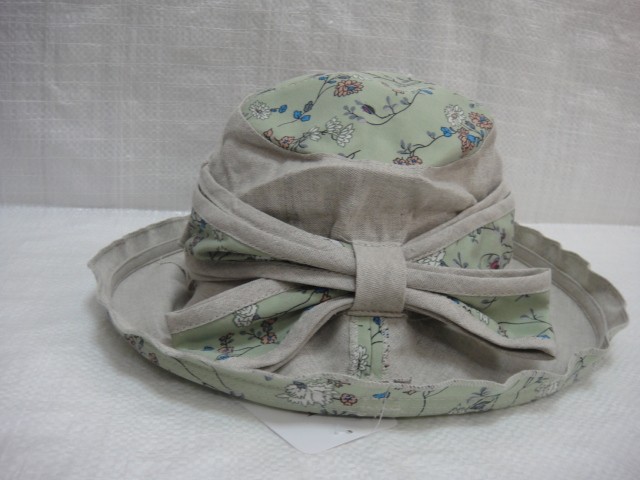  Шляпа лён цветы