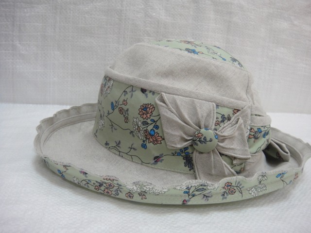  Шляпа лён цветы