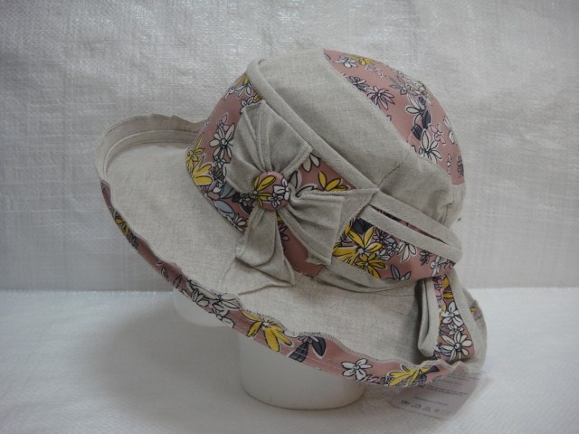  Шляпа лён цветы