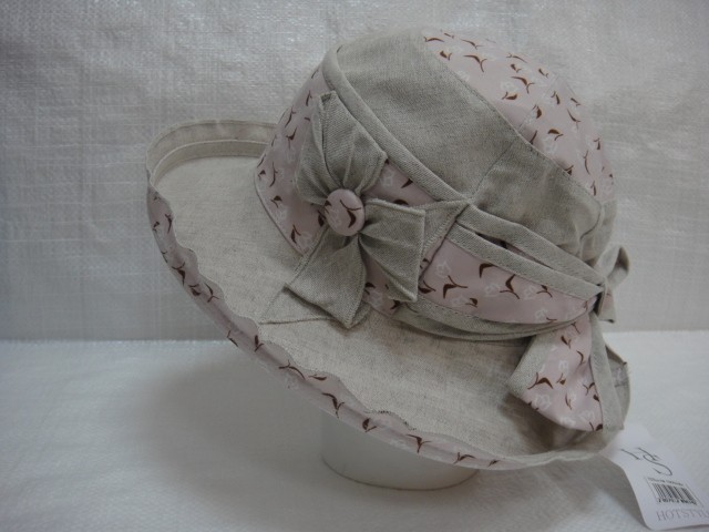  Шляпа лён цветы