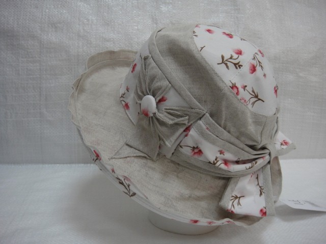  Шляпа лён цветы