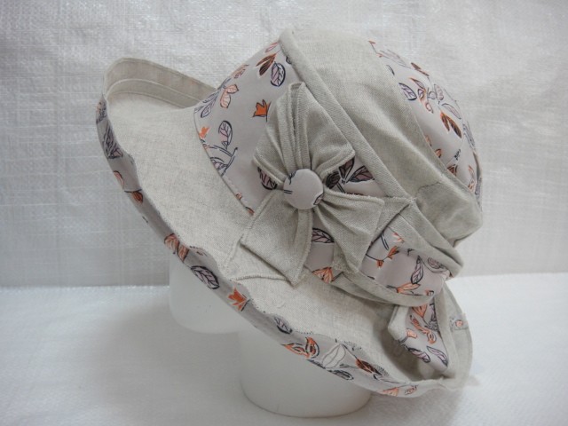  Шляпа лён цветы