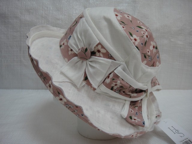  Шляпа лён цветы