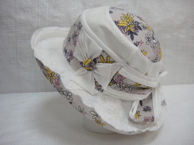  Шляпа лён цветы