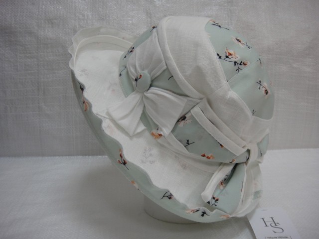  Шляпа лён цветы