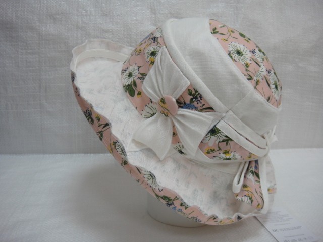  Шляпа лён цветы