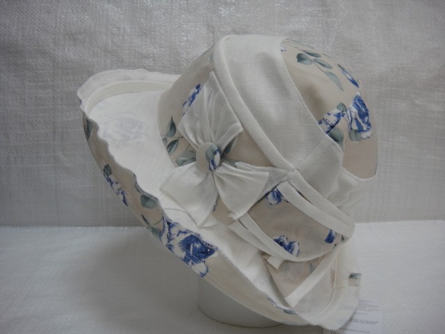  Шляпа лён цветы