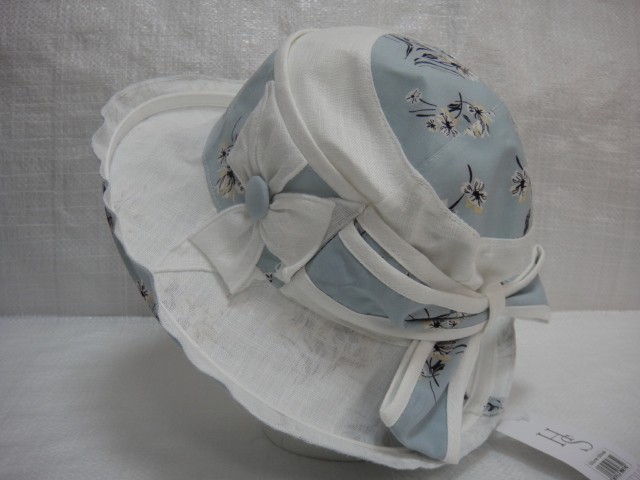  Шляпа лён цветы