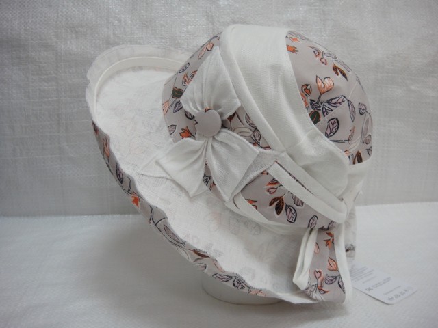  Шляпа лён цветы