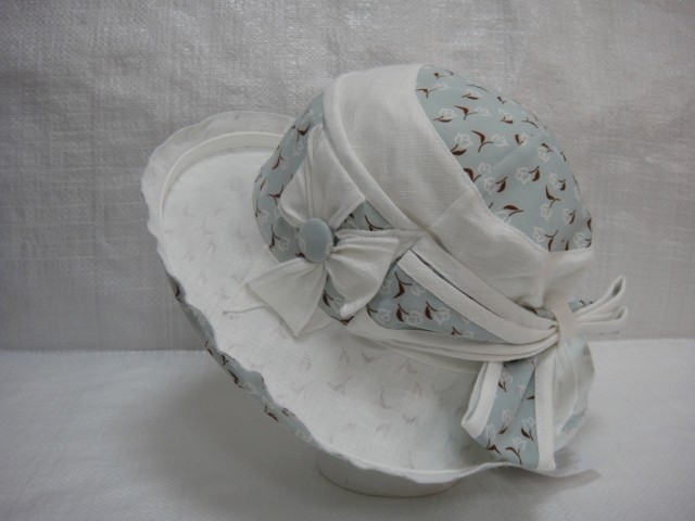  Шляпа лён цветы