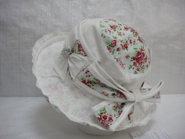  Шляпа лён цветы