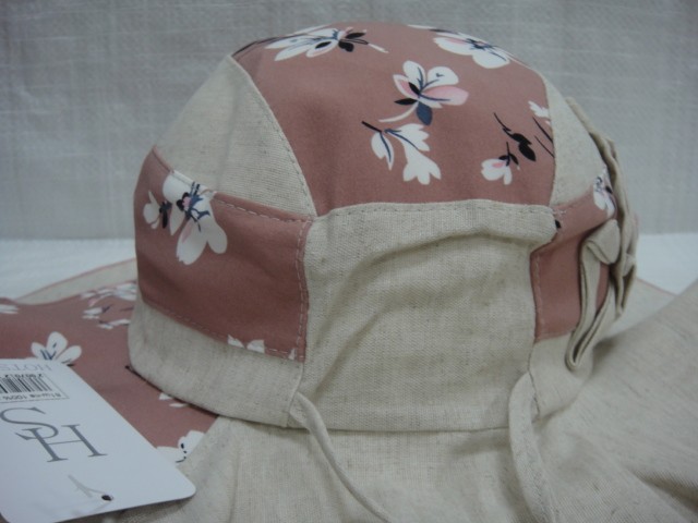  Шляпа лён цветы