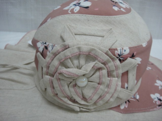  Шляпа лён цветы