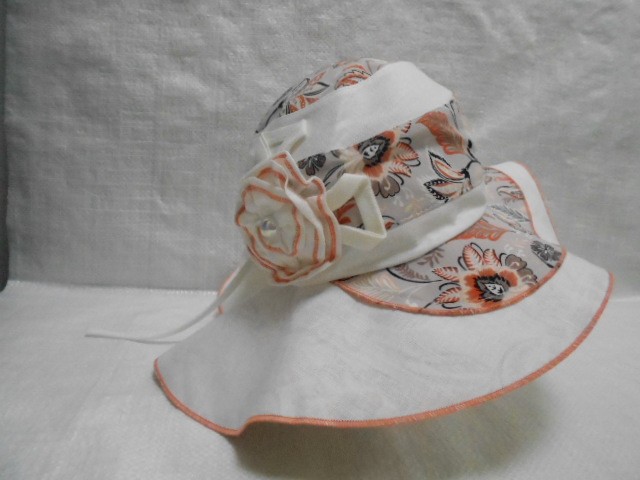  Шляпа лён цветы