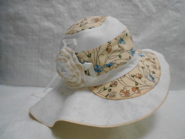  Шляпа лён цветы