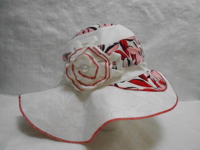  Шляпа лён цветы