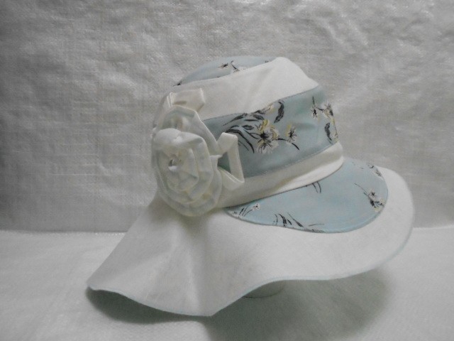  Шляпа лён цветы