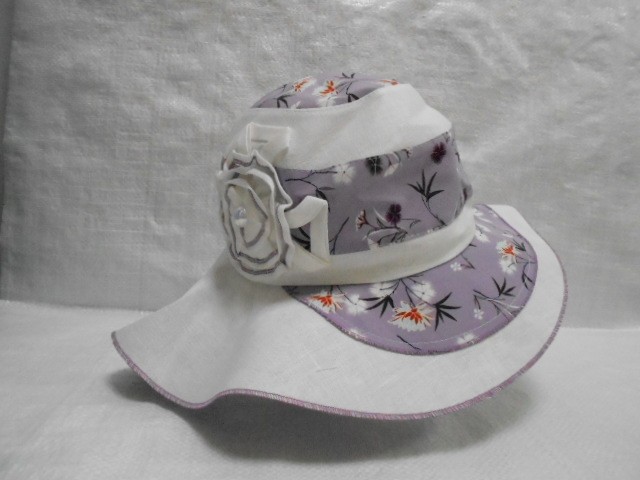 Шляпа лён цветы
