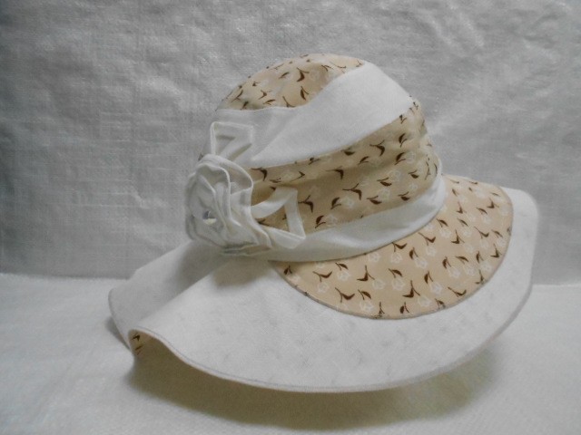  Шляпа лён цветы
