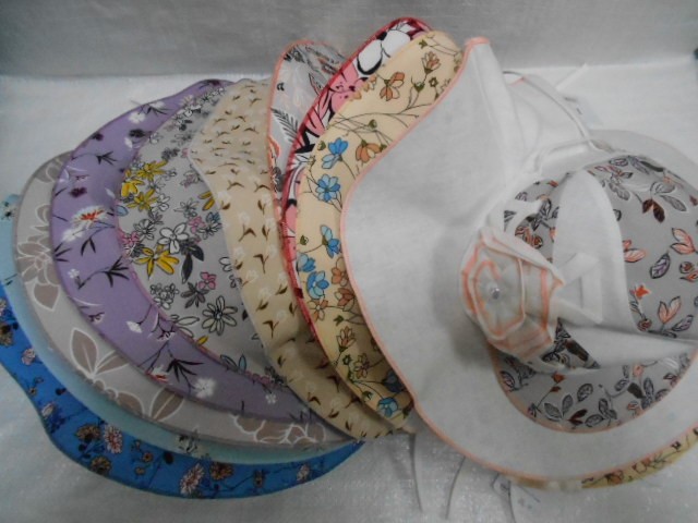  Шляпа лён цветы