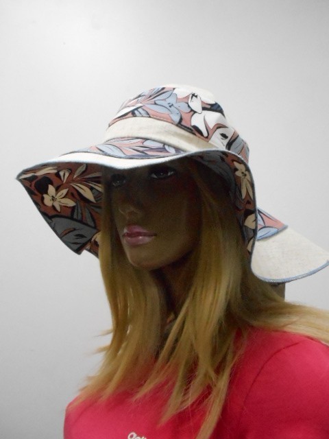  Шляпа лён цветы