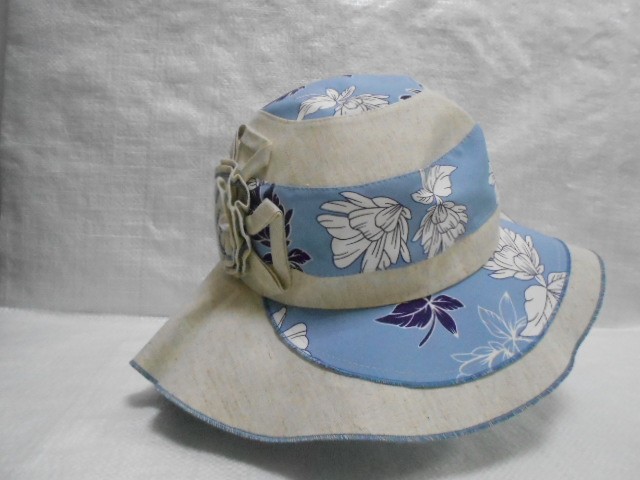  Шляпа лён цветы