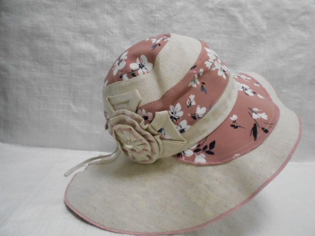  Шляпа лён цветы
