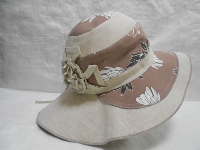  Шляпа лён цветы
