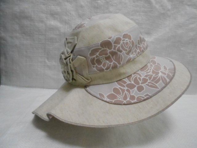  Шляпа лён цветы