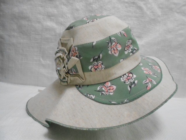  Шляпа лён цветы