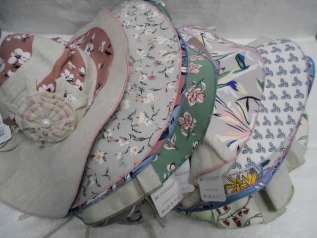  Шляпа лён цветы