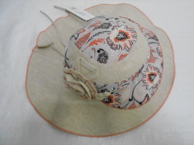  Шляпа лён цветы